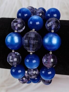 Pretty blue purple beaded cuff bracelet